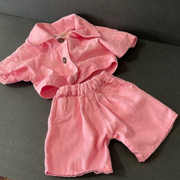 WACKY BEAR BUILD A BEAR PINK DENIM JACKET AND PANTS - Picture 1 of 6